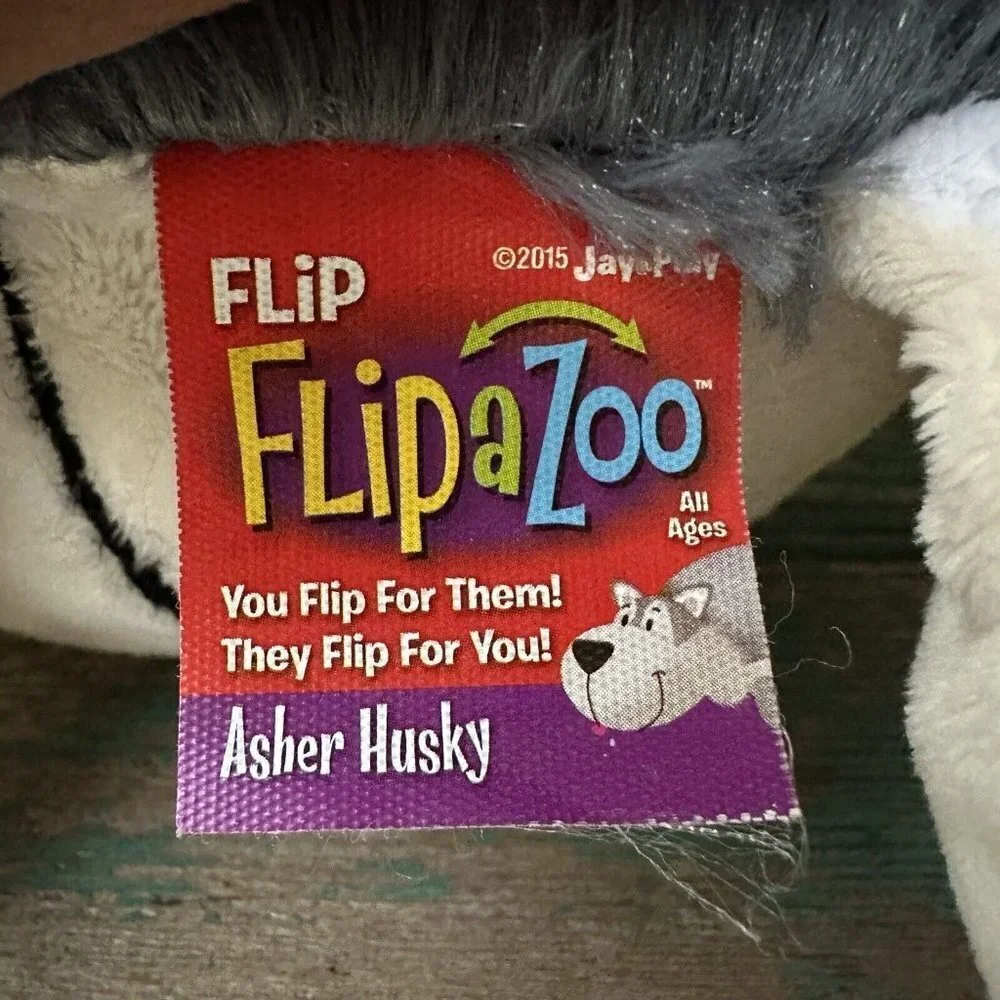 FlipaZoo Plush Stuffed Animal‎ 20 Inch Pet Polar Bear Poppi Husky Asher 2 in 1